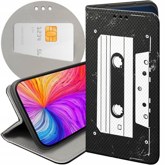 ETUI Z KLAPKĄ DO HUAWEI Y6 2018 WZORY RETRO OLD SCHOOL MUZYKA GRY FUTERAŁ Huawei