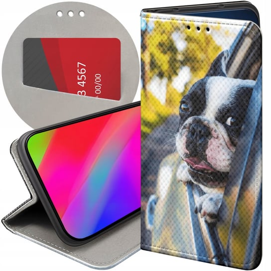 ETUI Z KLAPKĄ DO HUAWEI Y6 2019 WZORY MOPS BULDOG FRANCUSKI ANGIELSKI CASE Huawei