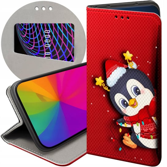 Etui Z Klapką Do Huawei Y6 2019 Wzory Święta Christmas Mikołaj Pingwin Case Huawei
