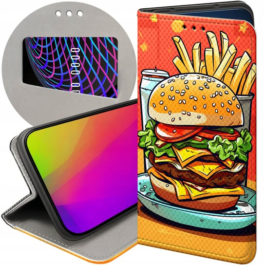 Etui Z Klapką Do Huawei Y6P Wzory Hamburger Burgery Fast-Food Jedzenie Case Huawei