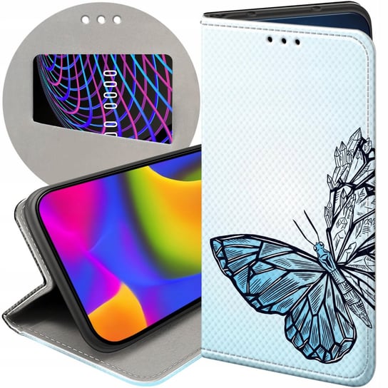 ETUI Z KLAPKĄ DO HUAWEI Y6P WZORY MOTYLE BUTTERFLY BARWNE FUTERAŁ POKROWIEC Huawei