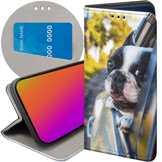 ETUI Z KLAPKĄ DO HUAWEI Y7 2019 WZORY MOPS BULDOG FRANCUSKI ANGIELSKI CASE Huawei