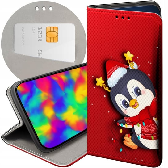 Etui Z Klapką Do Huawei Y7 2019 Wzory Święta Christmas Mikołaj Pingwin Case Huawei