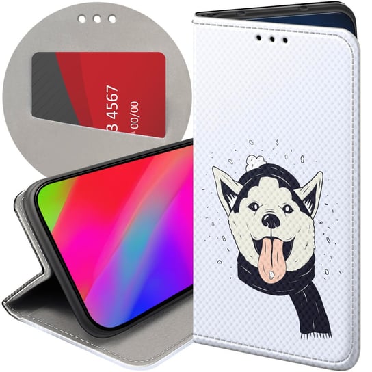 Etui Z Klapką Do Iphone 11 Pro Max Wzory Husky Psy Pieski Futerał Pokrowiec Apple