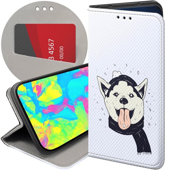 Etui Z Klapką Do Iphone 11 Pro Wzory Husky Psy Pieski Futerał Pokrowiec Apple