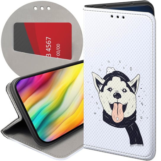 Etui Z Klapką Do Iphone 12 Pro Max Wzory Husky Psy Pieski Futerał Pokrowiec Apple