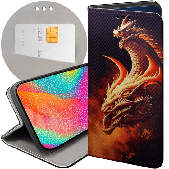 ETUI Z KLAPKĄ DO IPHONE 13 MINI WZORY SMOKI DRAGON TANIEC SMOKÓW FUTERAŁ Apple