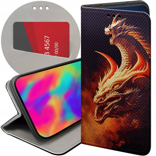 ETUI Z KLAPKĄ DO IPHONE 13 PRO MAX WZORY SMOKI DRAGON TANIEC SMOKÓW FUTERAŁ Apple