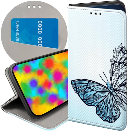 ETUI Z KLAPKĄ DO IPHONE 14 PRO MAX WZORY MOTYLE BUTTERFLY BARWNE FUTERAŁ Apple