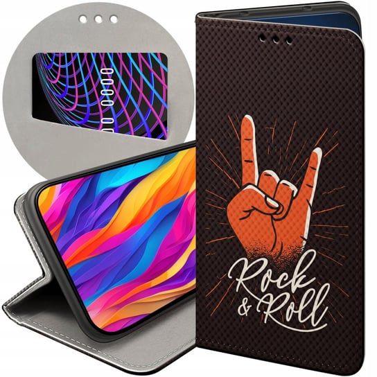 ETUI Z KLAPKĄ DO IPHONE 14 PRO WZORY ROCKOWE ROCK ROCK AND ROLL GITARA PUNK Apple