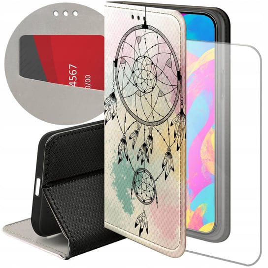 ETUI Z KLAPKĄ DO IPHONE 15 PLUS WZORY BOHO ŁAPACZ SNÓW PIÓRA FUTERAŁ CASE Apple