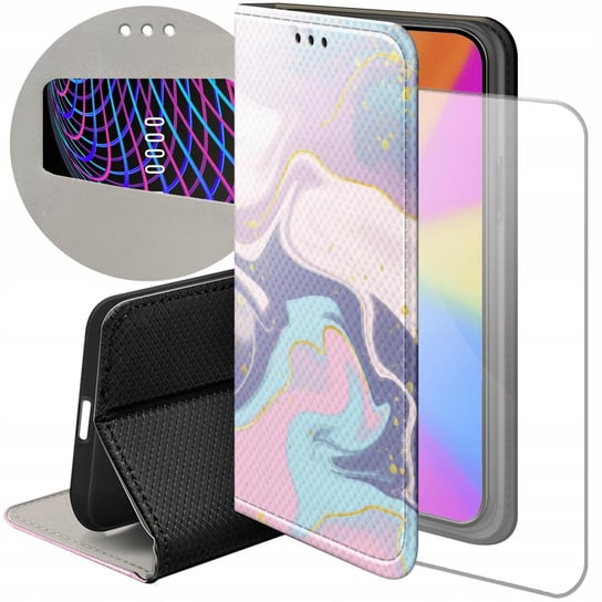 ETUI Z KLAPKĄ DO IPHONE 15 PRO MAX WZORY PASTELE ILUSTRACJA KOLORY FUTERAŁ Apple