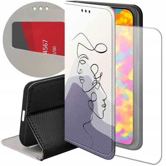 ETUI Z KLAPKĄ DO IPHONE 15 WZORY CONTINUOUS LINE-ART KRESKA LINIE FUTERAŁ Apple