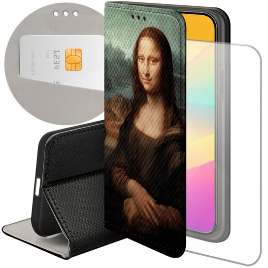 ETUI Z KLAPKĄ DO IPHONE 15 WZORY LEONARDO DA VINCI MONA ŁASICZKA FUTERAŁ Apple