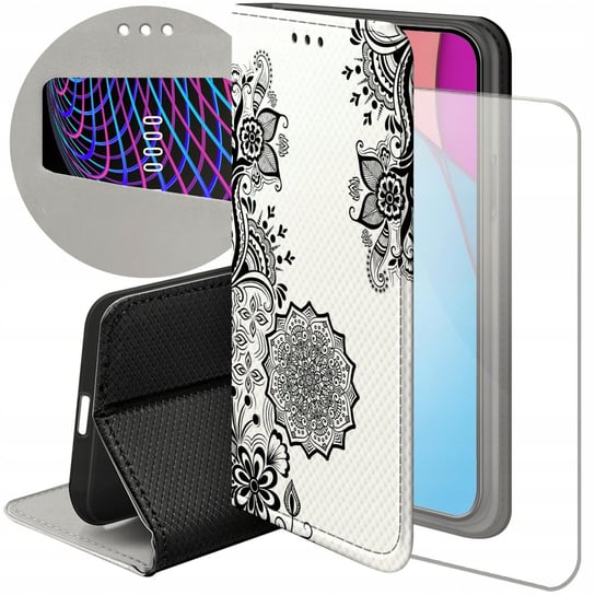 ETUI Z KLAPKĄ DO IPHONE 15 WZORY MANDALA BUDDYZM SZTUKA WZORY FUTERAŁ CASE Apple