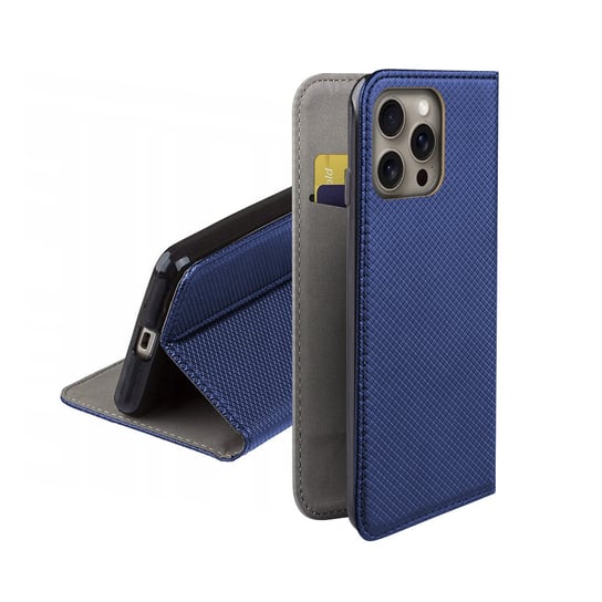 Etui z klapką do IPHONE 16 PRO MAX pokrowiec niebieski case smart magnet MARTECH