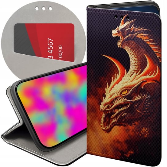 ETUI Z KLAPKĄ DO IPHONE 5 / 5S / SE WZORY SMOKI DRAGON TANIEC SMOKÓW CASE Apple