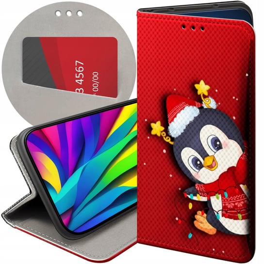 Etui Z Klapką Do Iphone 5 / 5S / Se Wzory Święta Christmas Mikołaj Pingwin Apple