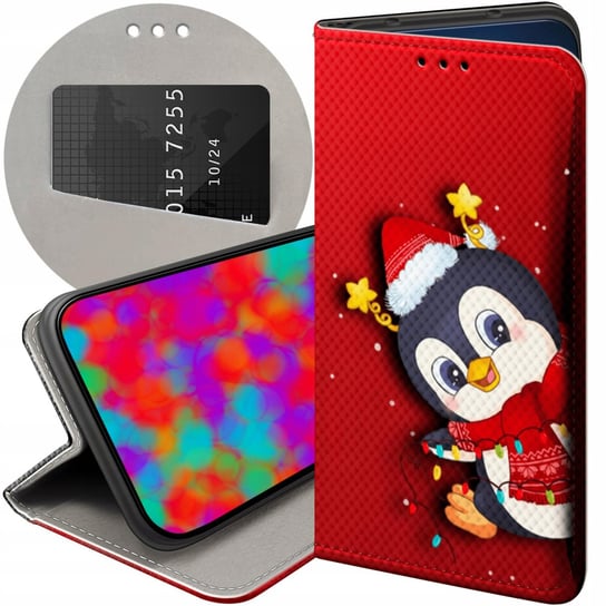 Etui Z Klapką Do Iphone X / Xs Wzory Święta Christmas Mikołaj Pingwin Case Apple