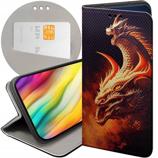 ETUI Z KLAPKĄ DO IPHONE XR WZORY SMOKI DRAGON TANIEC SMOKÓW FUTERAŁ CASE Apple