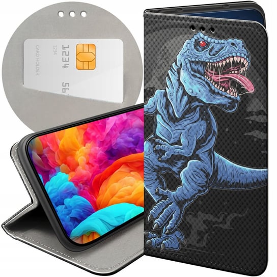 Etui Z Klapką Do Lg K10 2017 Wzory Dinozaury Reptilia Prehistoryczne Case LG