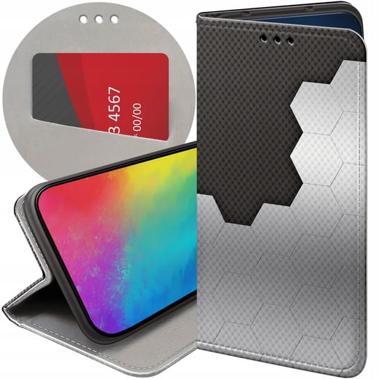 ETUI Z KLAPKĄ DO LG K10 2017 WZORY SZARE METALLIC GREY FUTERAŁ POKROWIEC LG