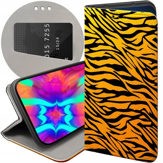 ETUI Z KLAPKĄ DO LG K10 2017 WZORY TYGRYS TYGRYESK TIGER FUTERAŁ POKROWIEC LG