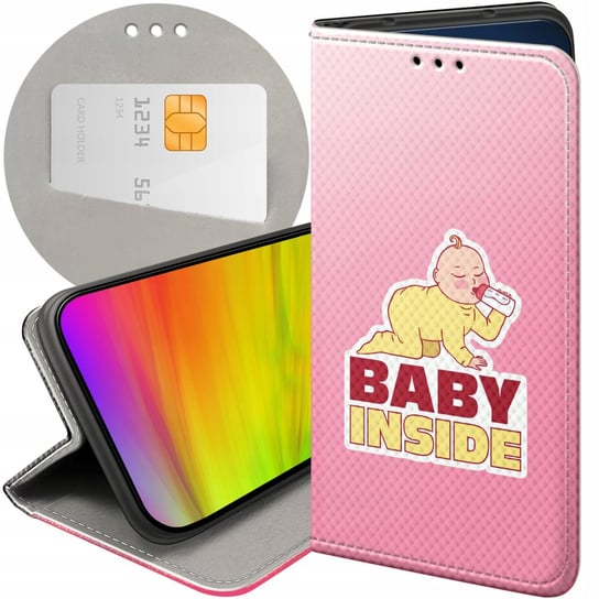 ETUI Z KLAPKĄ DO LG K40S WZORY CIĄŻOWE PREGNANT BABY SHOWER FUTERAŁ CASE LG