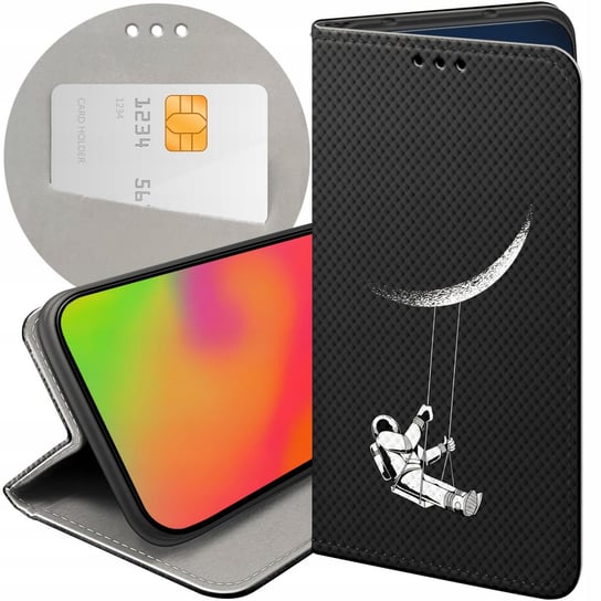 ETUI Z KLAPKĄ DO LG K40S WZORY KOSMOS FUTERAŁ POKROWIEC CASE LG