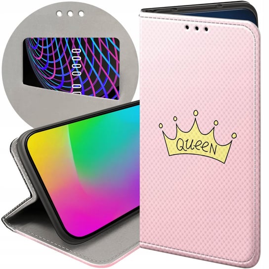 ETUI Z KLAPKĄ DO LG K40S WZORY KSIĘŻNICZKA QUEEN PRINCESS FUTERAŁ POKROWIEC LG