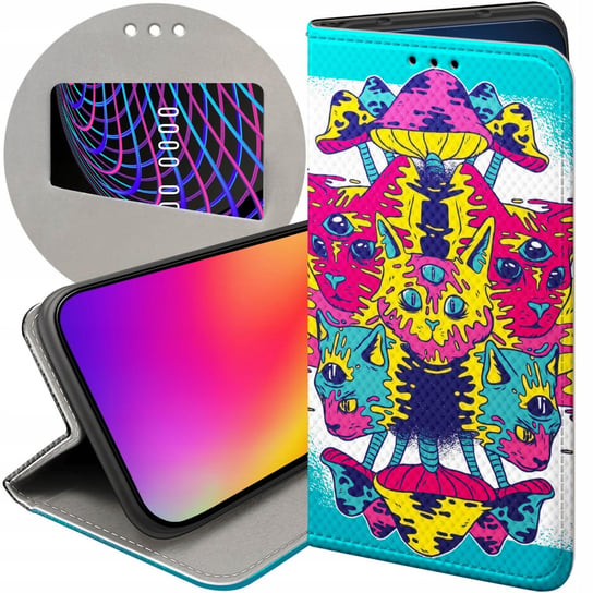 ETUI Z KLAPKĄ DO LG K40S WZORY PSYCHO LSD PSYCHODELIC GRZYBKI FUTERAŁ CASE LG