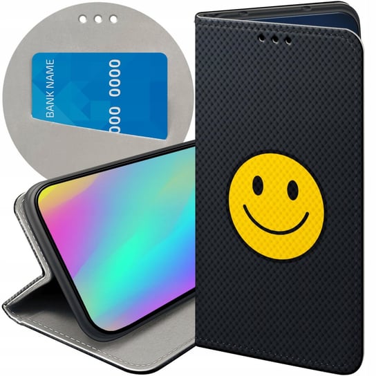 ETUI Z KLAPKĄ DO LG K40S WZORY UŚMIECH SMILE EMOJI FUTERAŁ POKROWIEC CASE LG