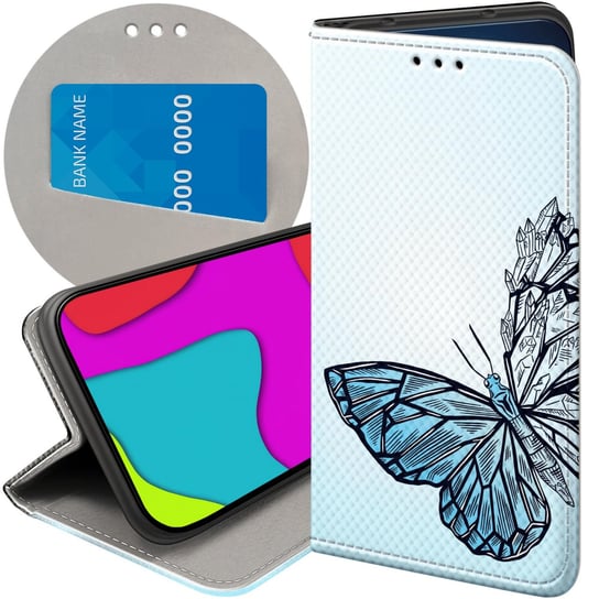 ETUI Z KLAPKĄ DO LG K50 / Q60 WZORY MOTYLE BUTTERFLY BARWNE FUTERAŁ CASE LG