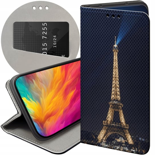 ETUI Z KLAPKĄ DO LG K50 / Q60 WZORY PARYŻ FRANCJA EIFFEL FUTERAŁ POKROWIEC LG