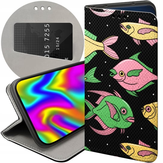 ETUI Z KLAPKĄ DO LG K50 / Q60 WZORY RYBY RYBKI FISH FUTERAŁ POKROWIEC CASE LG