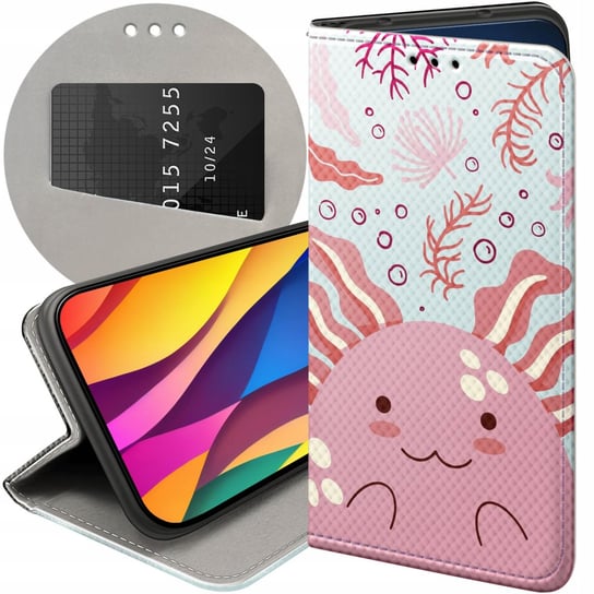 ETUI Z KLAPKĄ DO LG Q6 / G6 FIT WZORY AXOLOTL AKSOLOTL Z AKSOLOTLEM CASE LG