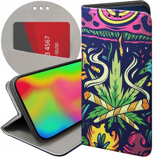 ETUI Z KLAPKĄ DO LG Q6 / G6 FIT WZORY GANJA MARIHUANA CANNABIS ZIOŁO CASE LG