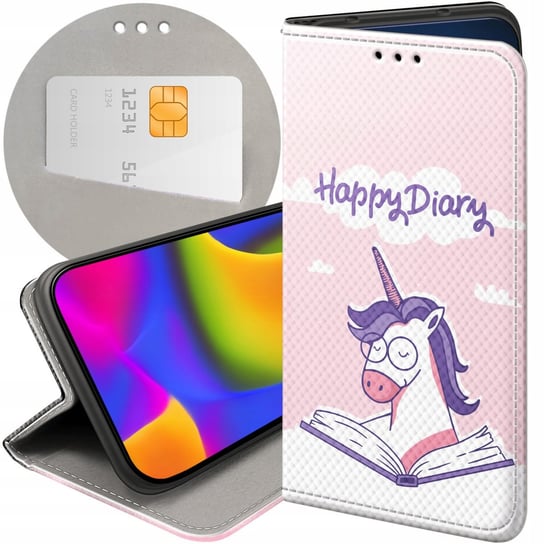 ETUI Z KLAPKĄ DO LG Q6 / G6 FIT WZORY JEDNOROŻEC BAJKI KSIĘŻNICZKI CASE LG