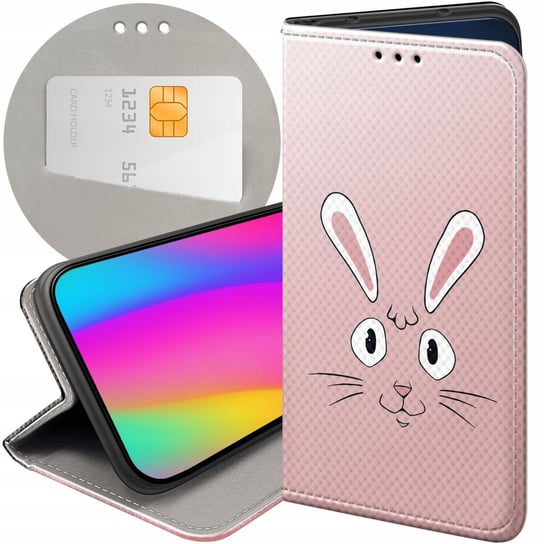 ETUI Z KLAPKĄ DO LG Q6 / G6 FIT WZORY KRÓLIK ZAJĄC BUNNY FUTERAŁ POKROWIEC LG