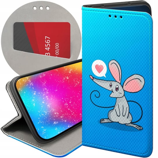 ETUI Z KLAPKĄ DO LG Q6 / G6 FIT WZORY MYSZKA MOUSE MINI FUTERAŁ POKROWIEC LG