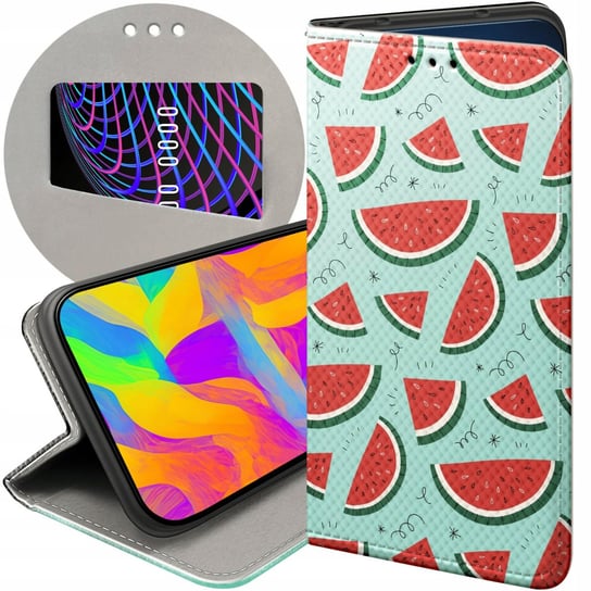 ETUI Z KLAPKĄ DO LG Q6 / G6 FIT WZORY OWOCE ARBUZ ANANAS CYTRYNY FUTERAŁ LG