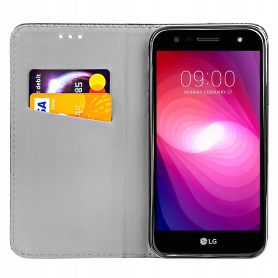 Etui Z Klapką Do Lg X Power 2 Czarne Zamykane Magnetyczne Kabura Futerał LG