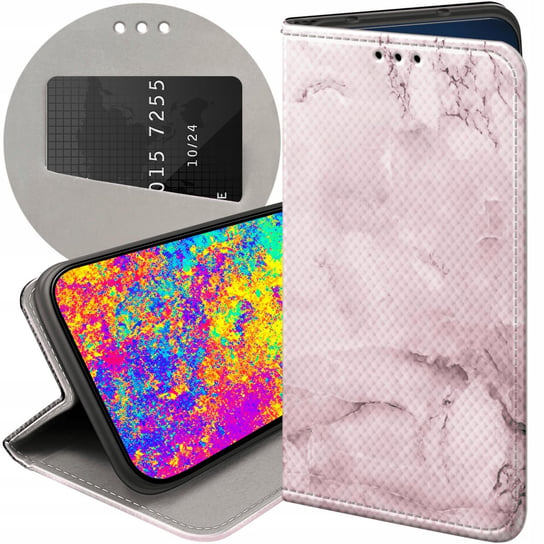 ETUI Z KLAPKĄ DO LG X POWER 2 WZORY RÓŻOWE GOLDEN ROSE PUDROWY RÓŻ FUTERAŁ LG