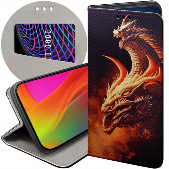 ETUI Z KLAPKĄ DO LG X POWER 2 WZORY SMOKI DRAGON TANIEC SMOKÓW FUTERAŁ CASE LG