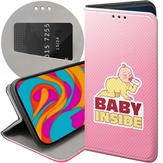 ETUI Z KLAPKĄ DO MOTO E20 / E30 / E40 WZORY CIĄŻOWE PREGNANT BABY SHOWER Motorola