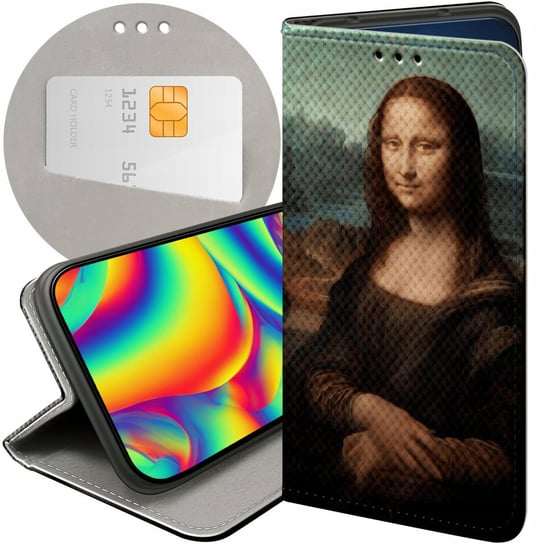 ETUI Z KLAPKĄ DO MOTO E32 / E32S WZORY LEONARDO DA VINCI MONA ŁASICZKA CASE Motorola