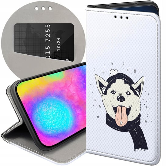 ETUI Z KLAPKĄ DO MOTOROLA EDGE 20 5G WZORY HUSKY PSY PIESKI FUTERAŁ CASE Motorola