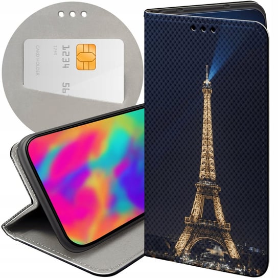 ETUI Z KLAPKĄ DO MOTOROLA EDGE 20 5G WZORY PARYŻ FRANCJA EIFFEL FUTERAŁ Motorola