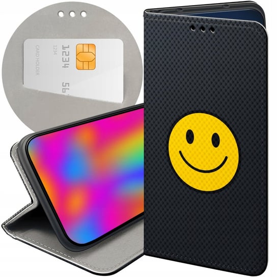 ETUI Z KLAPKĄ DO MOTOROLA EDGE 20 LITE 5G WZORY UŚMIECH SMILE EMOJI FUTERAŁ Motorola