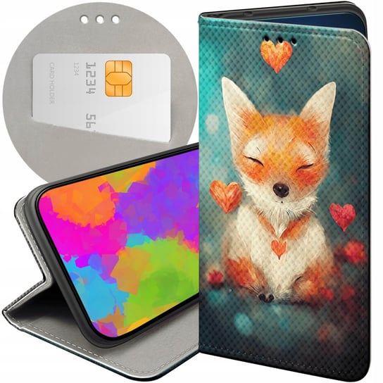 ETUI Z KLAPKĄ DO MOTOROLA EDGE 30 NEO WZORY LISKI LISY FOX FUTERAŁ CASE Motorola